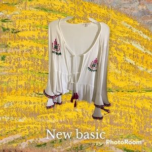 Tie up throw over long sleeve